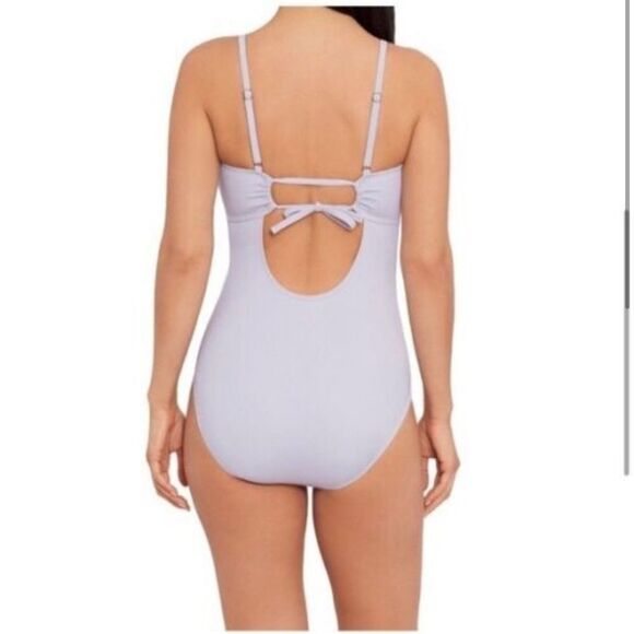 NWT Time and Tru Lavender Sweetheart Tie Back One-Piece Swimsuit Size Small - Picture 2 of 10